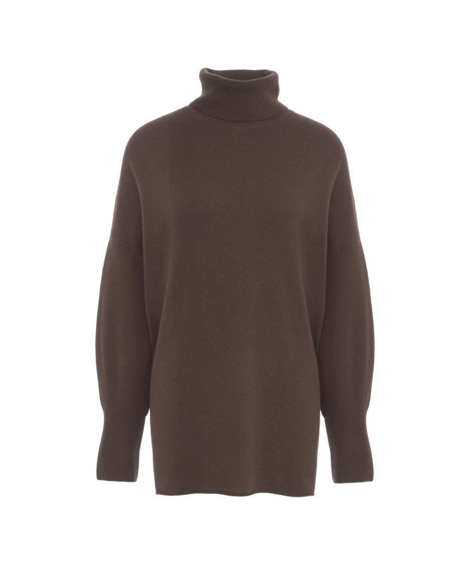 Crush Cashmere Turtleneck Sweater With Ribbed Details