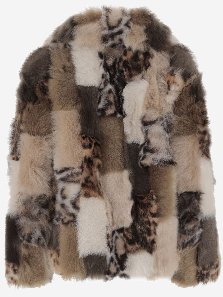 Blancha Color-Block Shearling Jacket With Long Sleeves