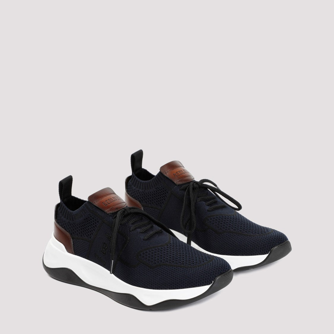 Berluti Blue Navy Textile Knit Sneakers