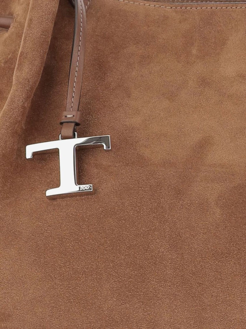 Tod's Structured Beige Vitello Leather Shoulder Bag