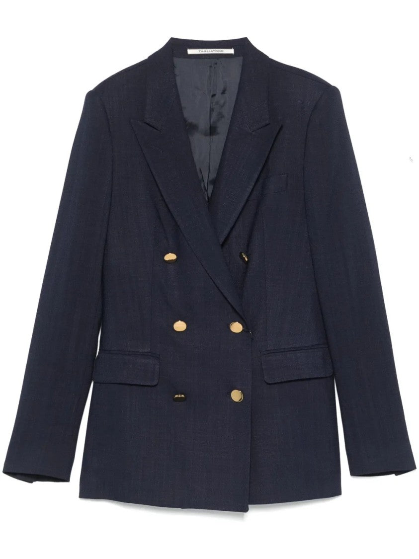 Tagliatore Tailored Double-Breasted Blazer With Gold-Tone Accents
