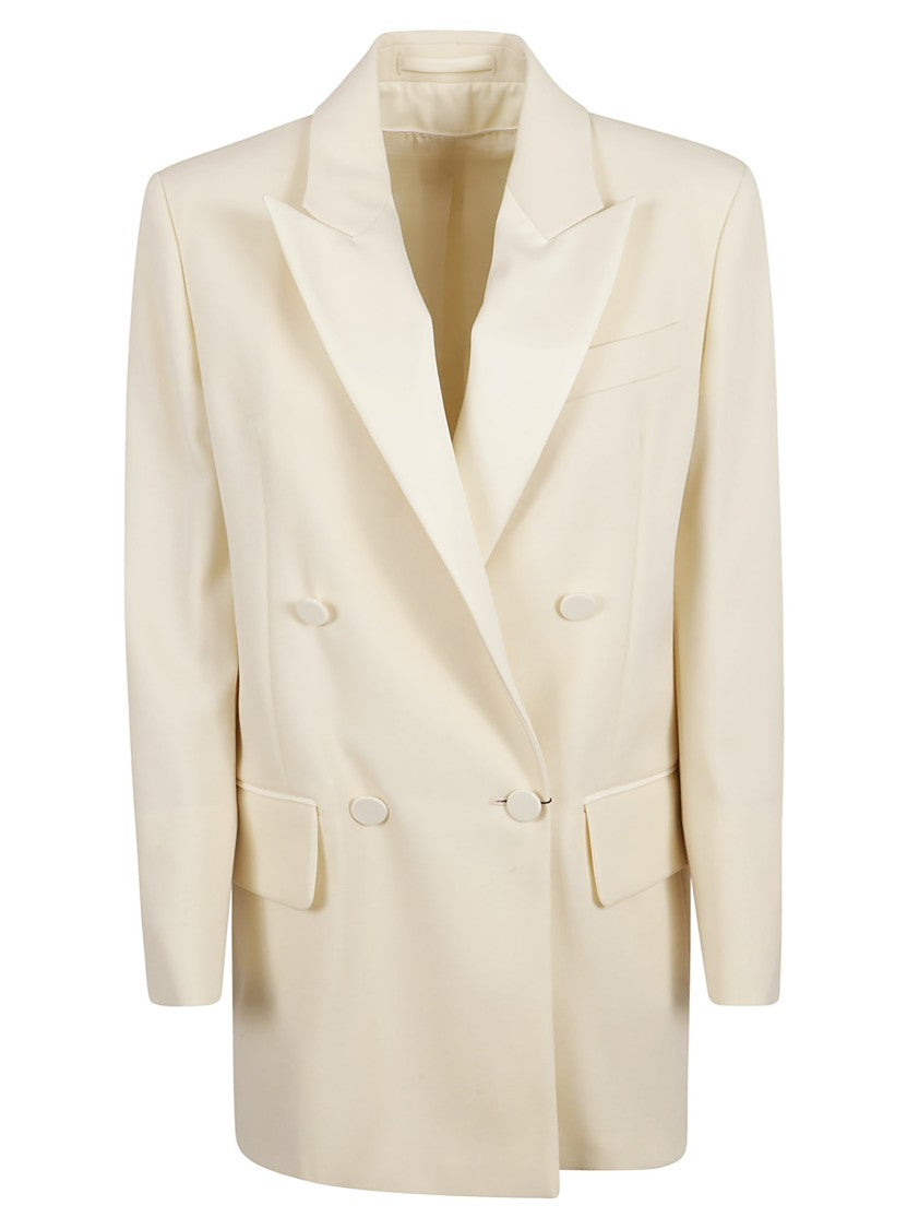 Max Mara Double-Breasted Tailored Beige Jacket