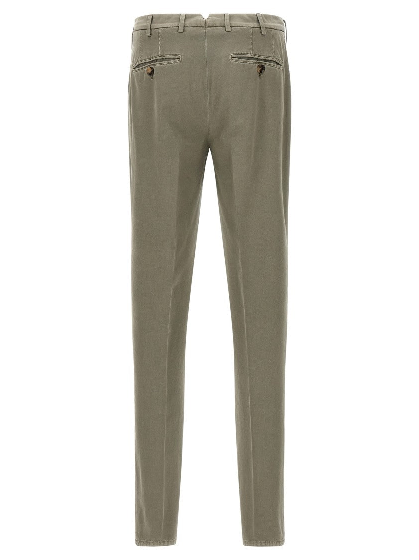 Brunello Cucinelli Garment-Dyed Cotton Trousers With Zip Closure