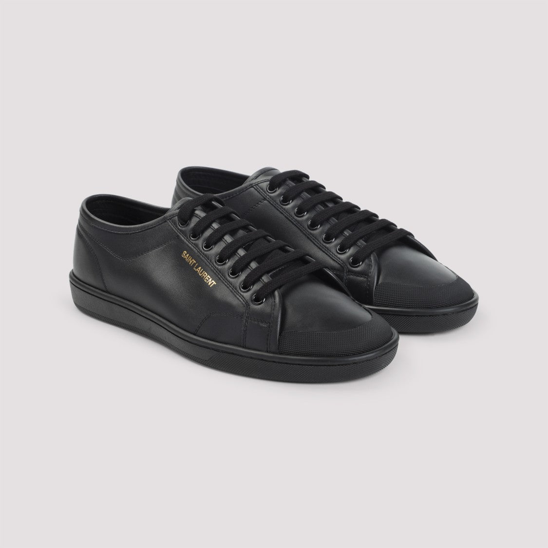 Saint Laurent Black Leather Sneakers With Minimalist Design