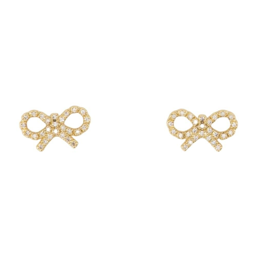 Self-Portrait Micro Bow Earrings - Gold Plated - Gold