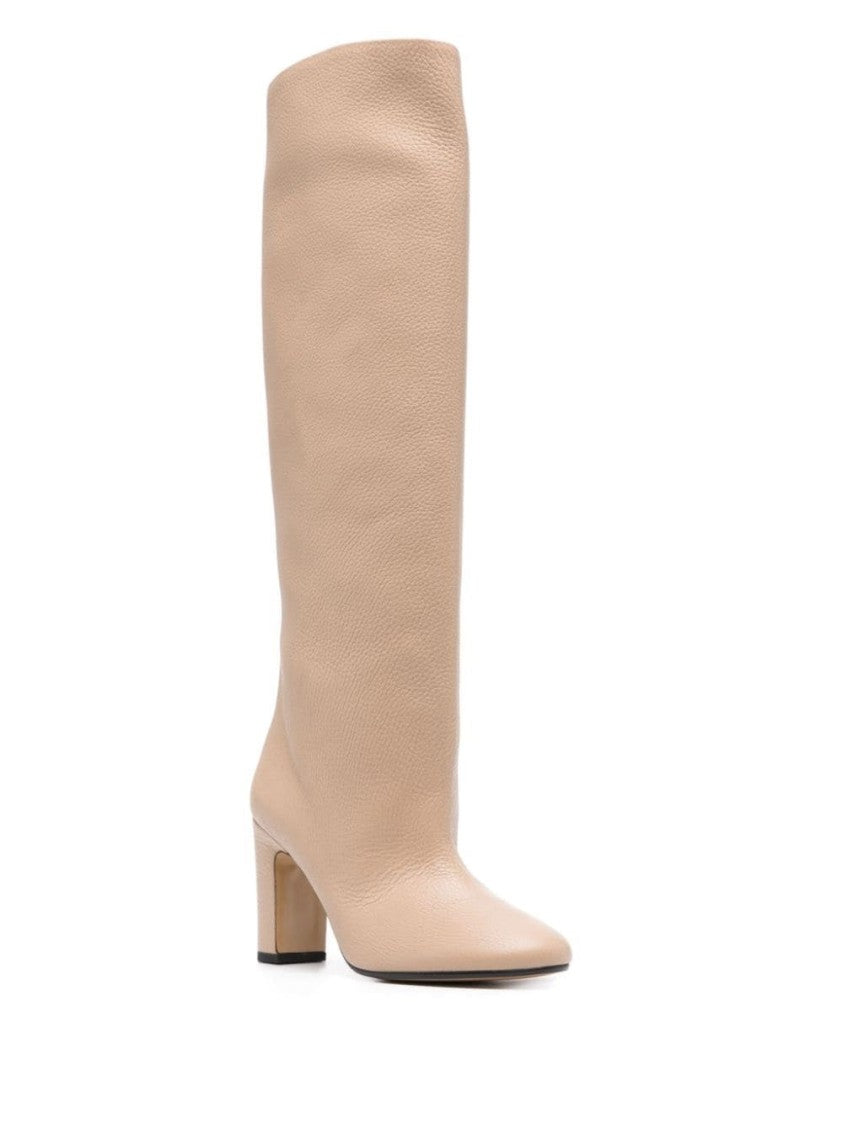 Kiton Seamless Brown Deerskin Long Boots With Mid Block Heel