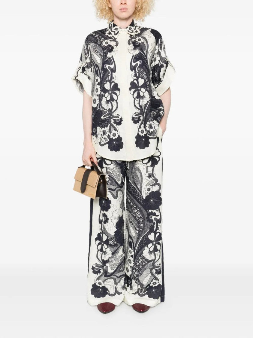 Alemais Floral-Print Linen Trousers