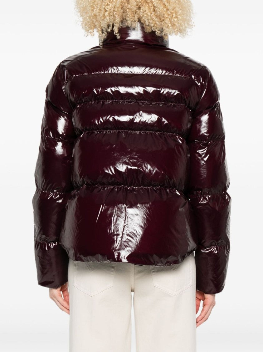 Pinko Bordeaux Padded Jacket With High Collar