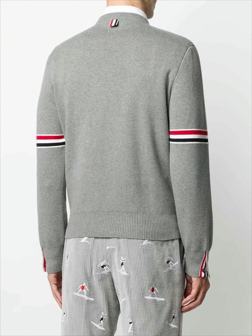 Thom Browne Knitted Long-Sleeve Top With Rwb Arm Bands
