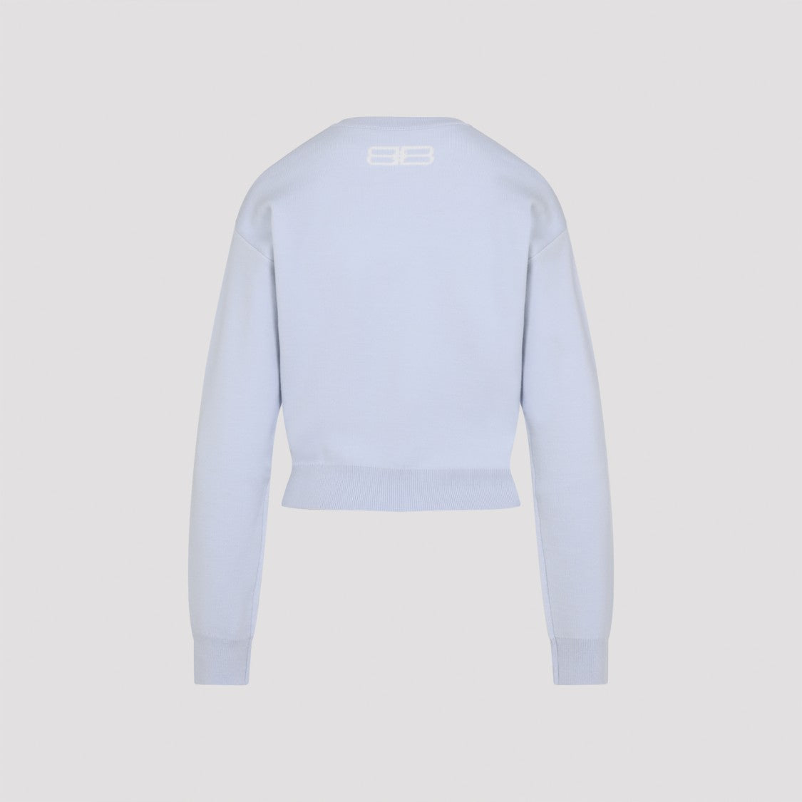 Balenciaga Cropped Light Blue Wool Pullover