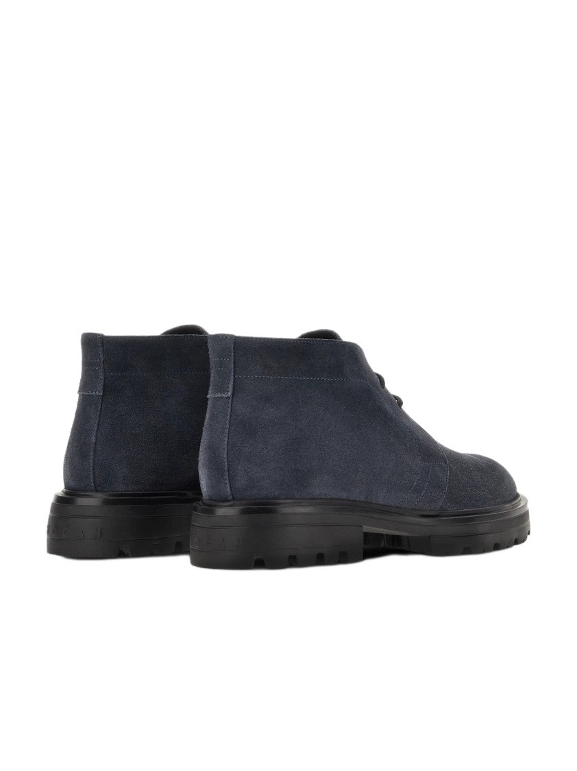 Hogan Suede Lace-Up Flat Shoes