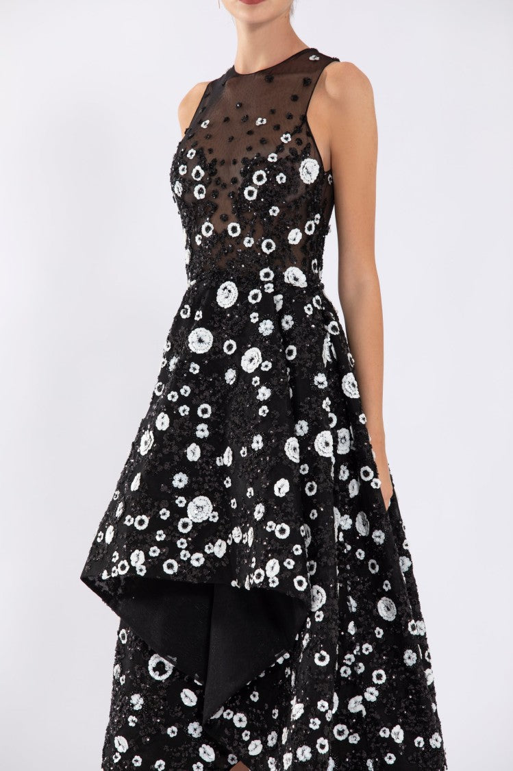 Saiid Kobeisy Tulle, High-Low Dress With Dotted Beading