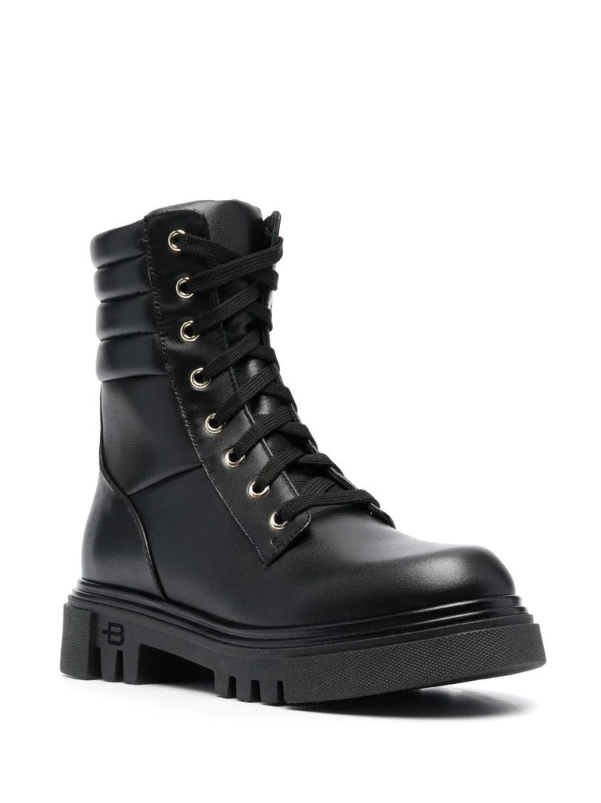 Baldinini Padded Collar Leather Ankle Boots With Chunky Sole