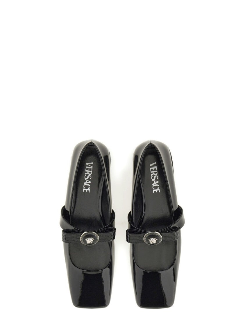 Versace Patent Leather Ballerina "Gianni Ribbon"