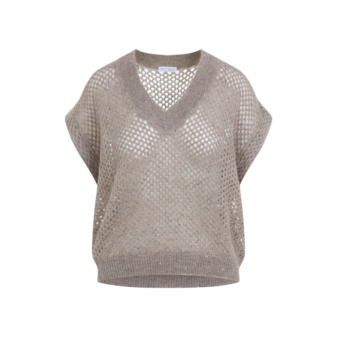 Brunello Cucinelli Hot Brown Mohair Diamond Knit Vest