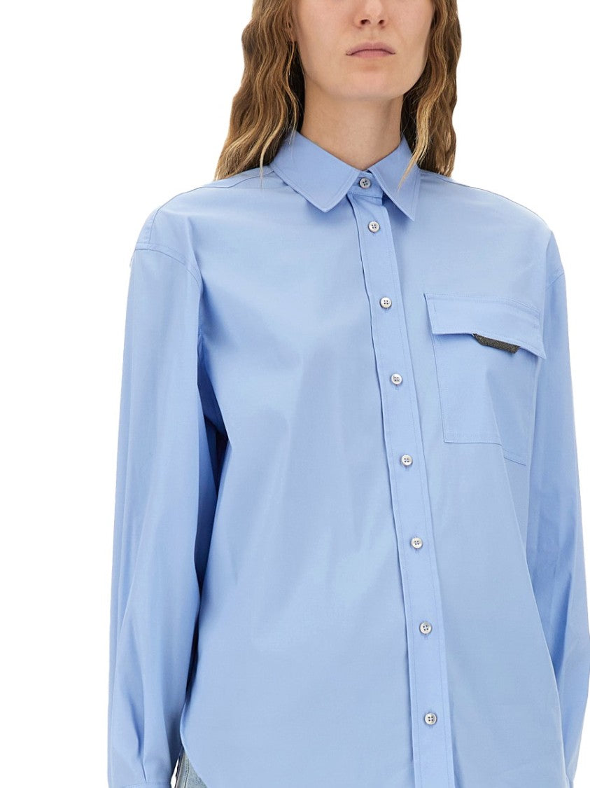 Brunello Cucinelli "Shiny Flap Detail" Shirt