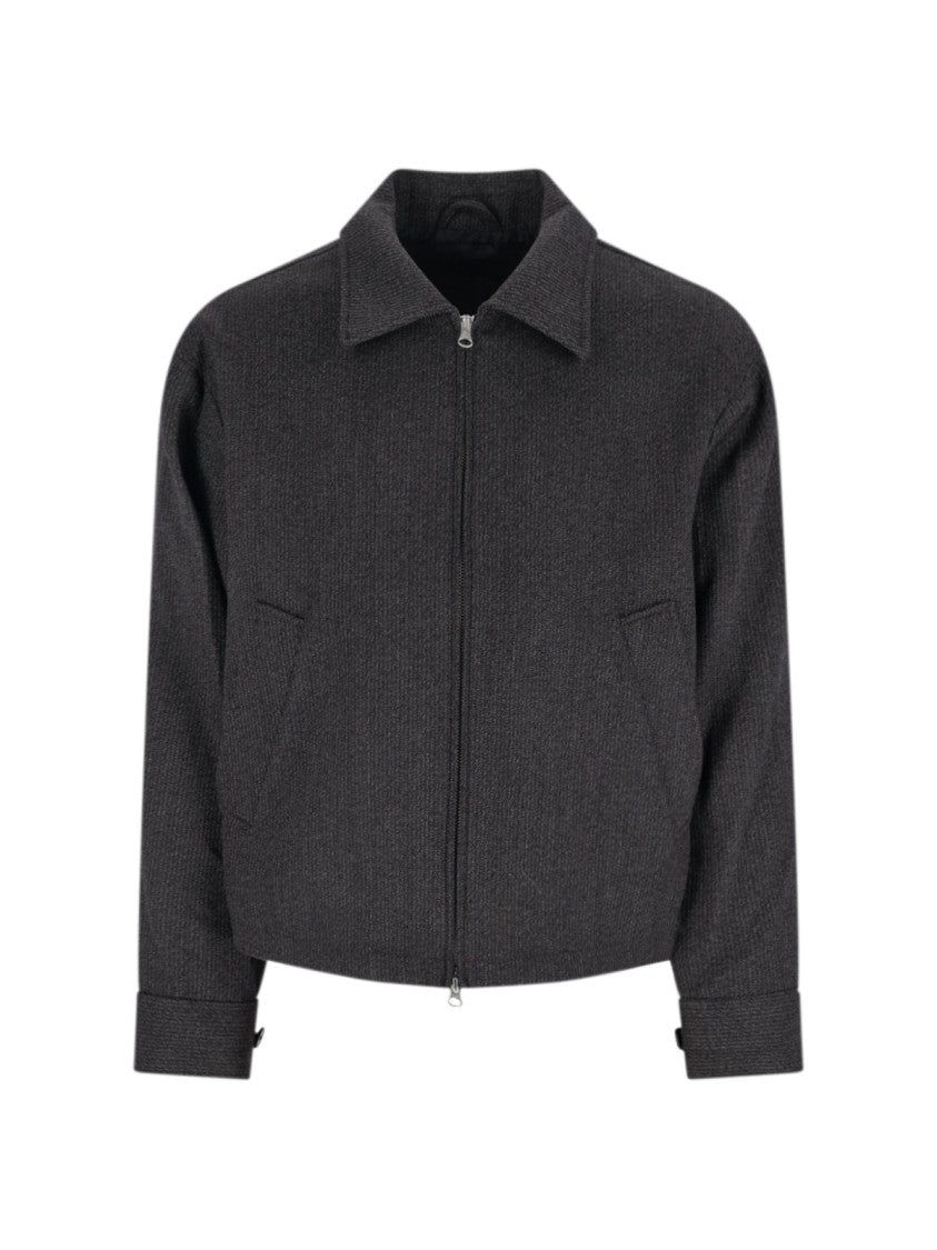 Mfpen Structured Brown Jacket With Front Zipper