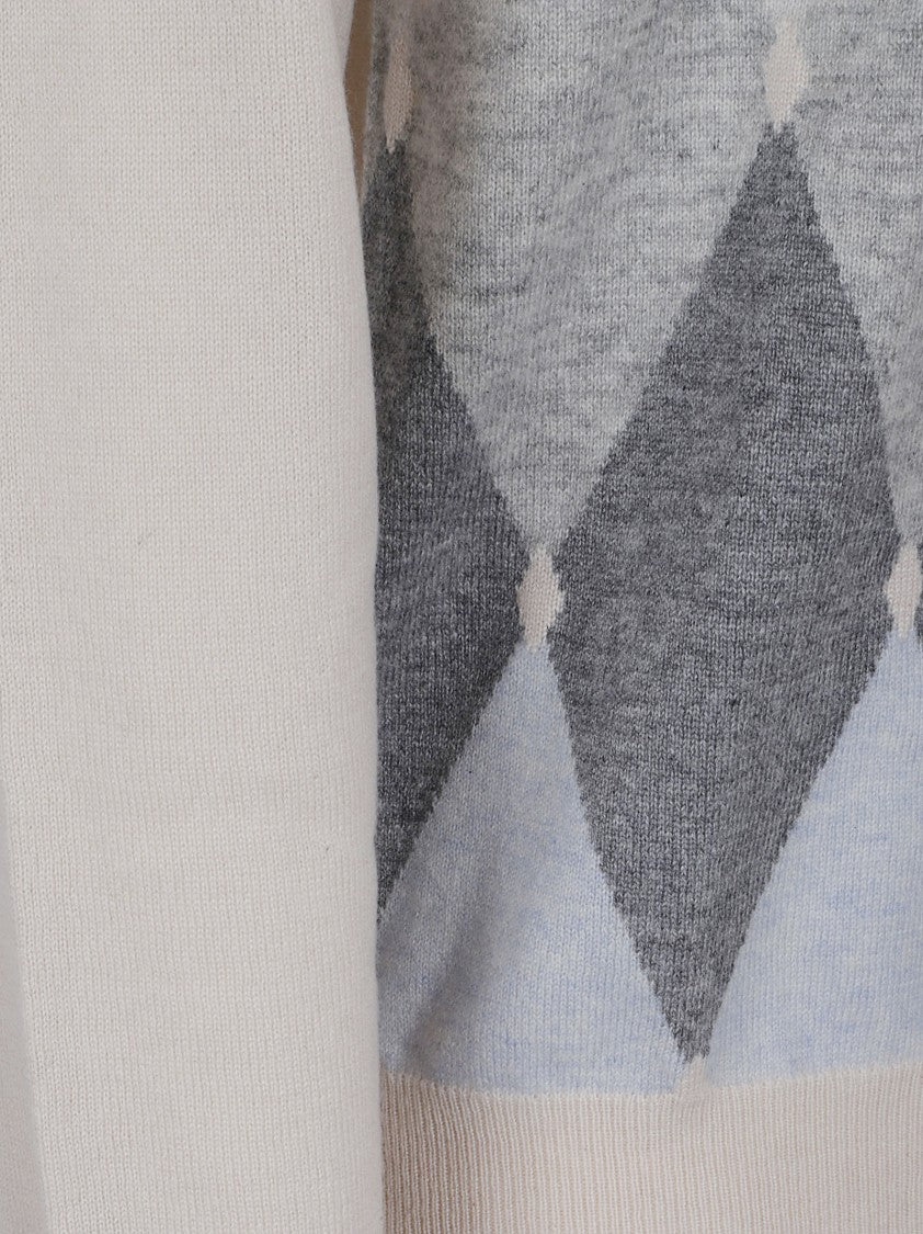 Ballantyne Diamond Pattern Cashmere Sweater With V-Neck
