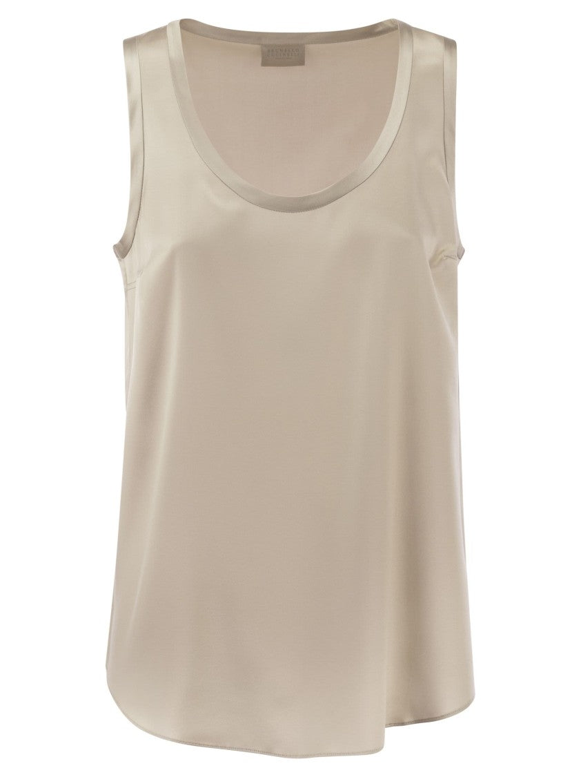 Brunello Cucinelli Stretch Silk Satin Top