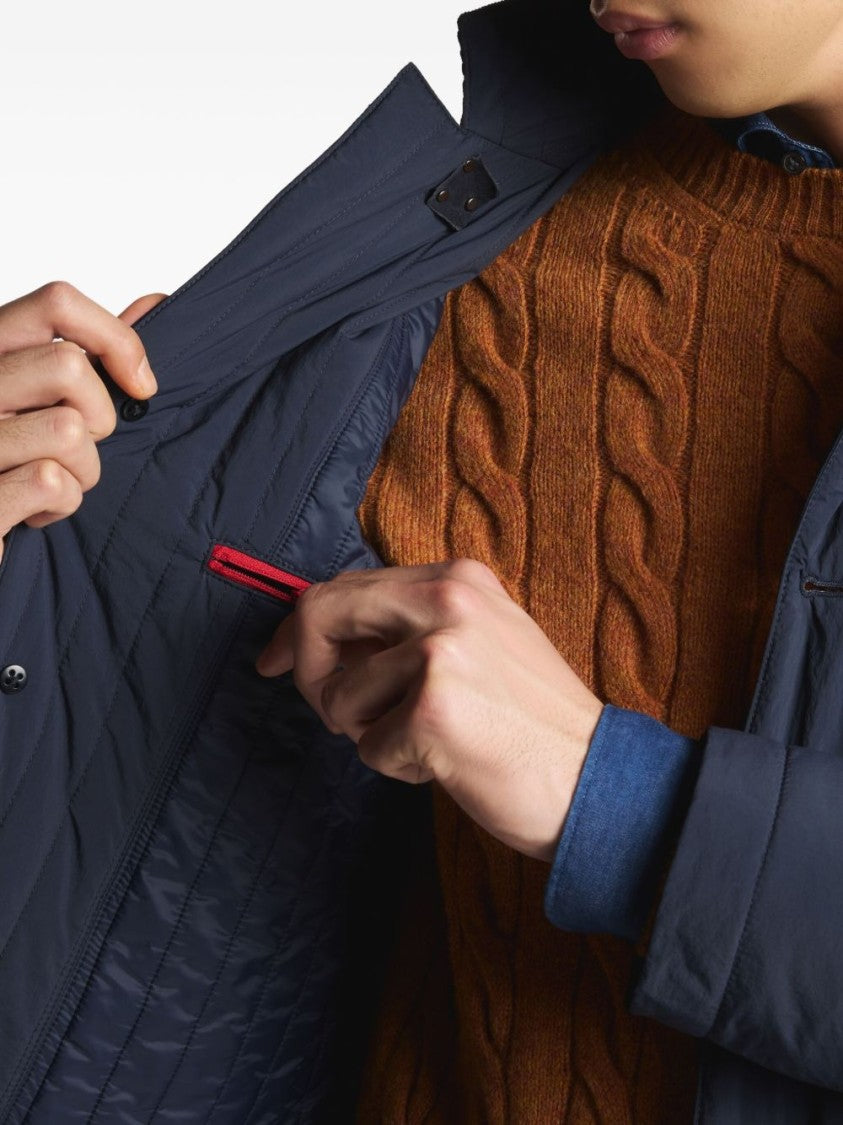 Fay Contemporary Blue Coat With High Collar