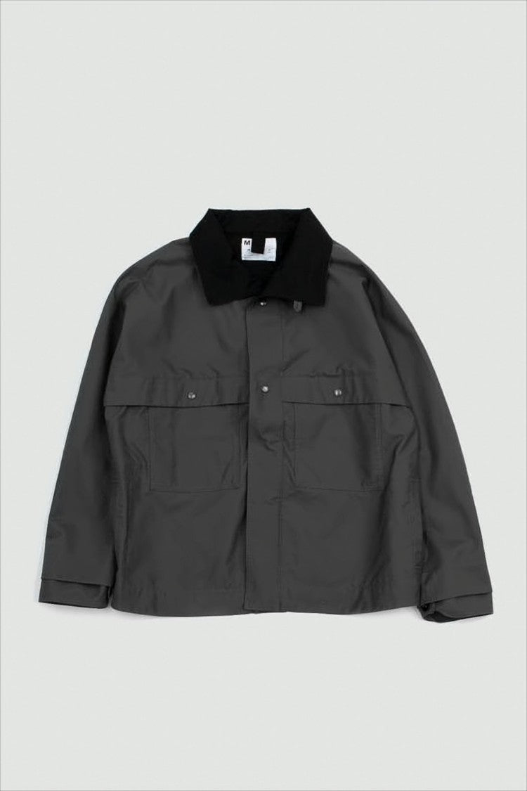 Margaret Howell Boxy Cropped Jacket With High Stand Collar