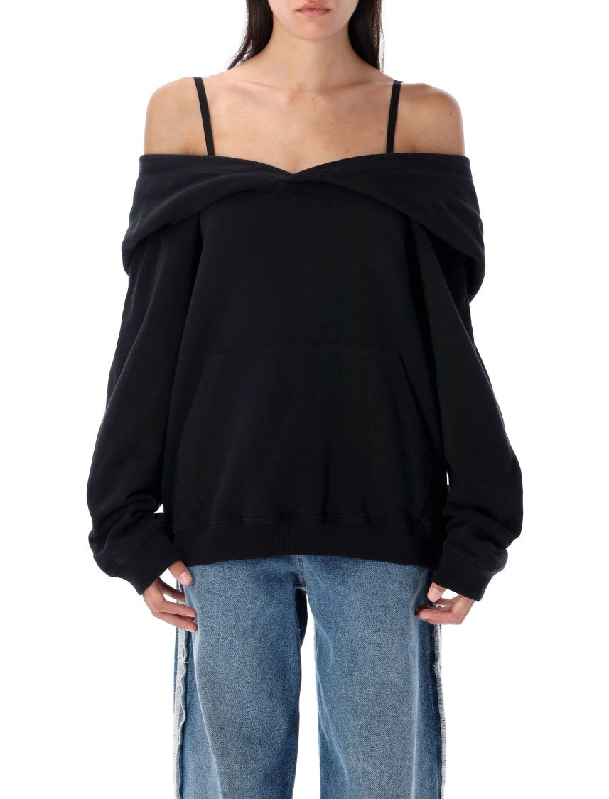 Mm6 By Maison Margiela Off Shoulder Fleece Sweatshirt