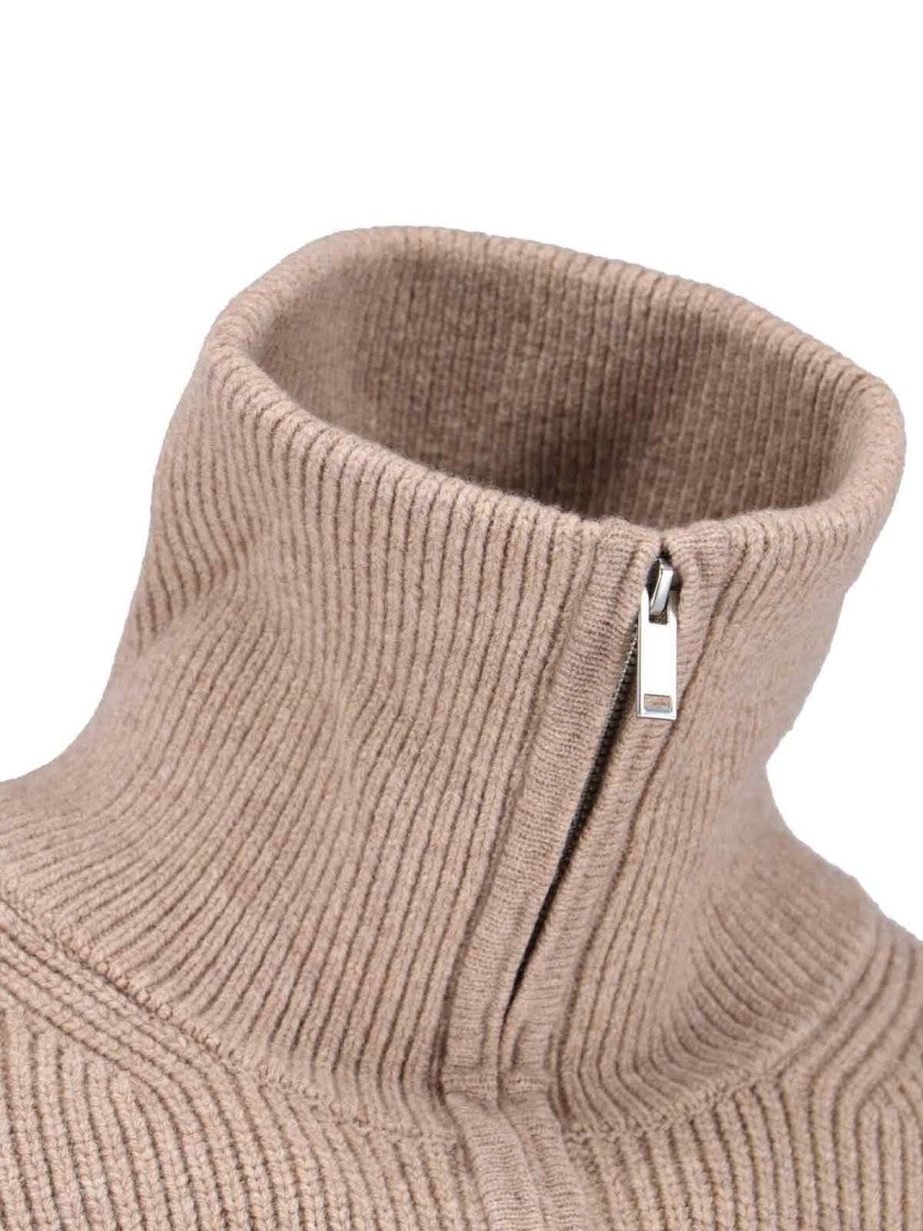 Studio Nicholson Classic Beige Knit Sweater With Ribbed Cuffs And Hem