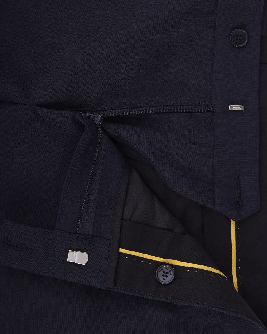 Manuel Ritz Double-Breasted Blue Suit Jacket With Signature Pin