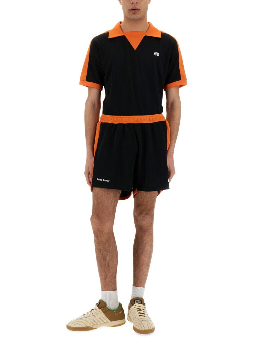 Wales Bonner Black Contrasting Collar Polo Shirt