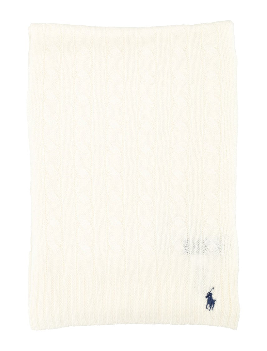 Polo Ralph Lauren Cable-Knit Wool Scarf With Embroidered Logo