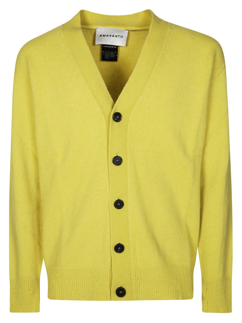 Amaranto Cropped Buttoned Cardigan With Distressed Detailing