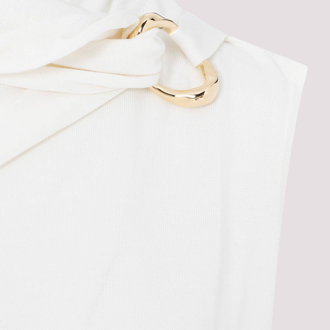 Jil Sander Draped Knitted Coconut Virgin Wool Tank Top