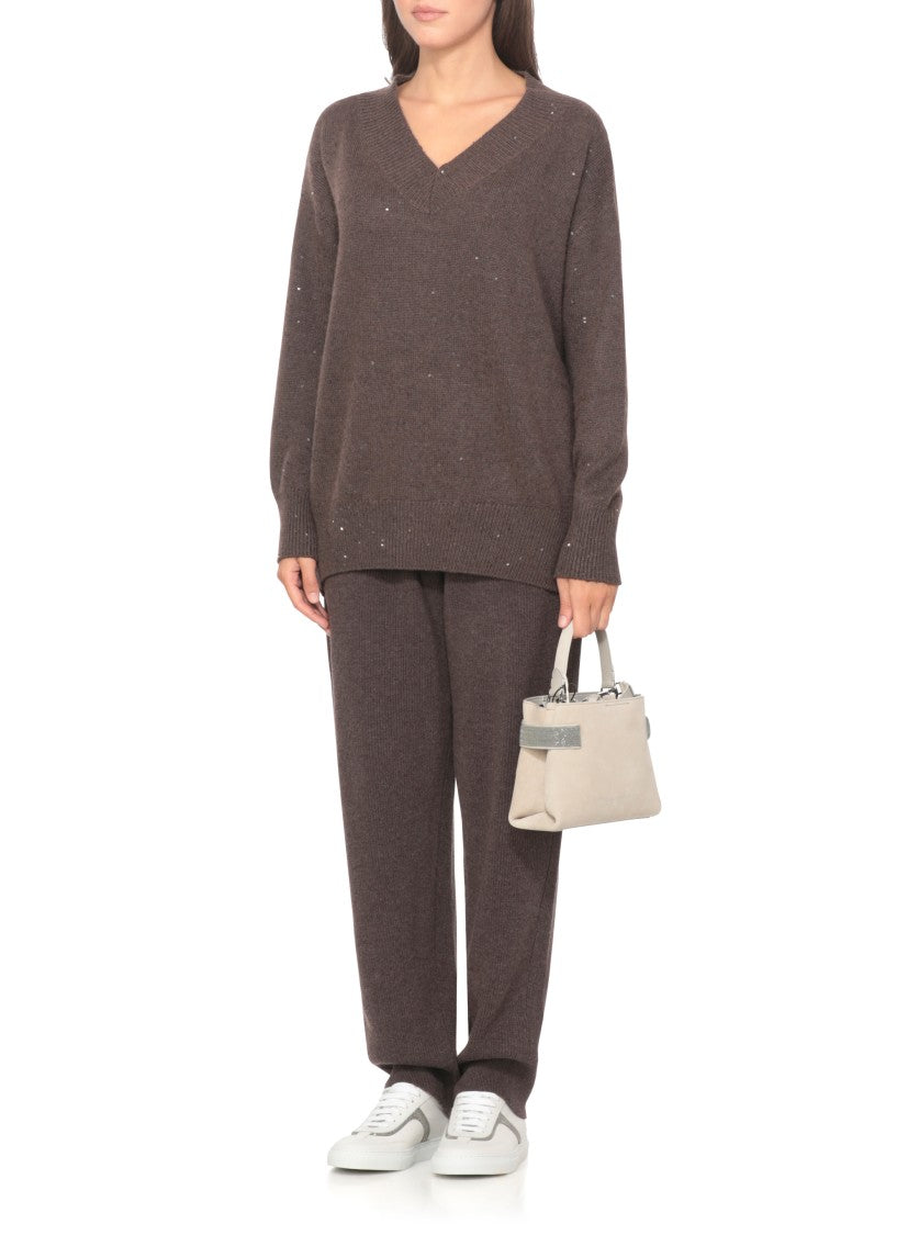 Brunello Cucinelli Brown Wool And Cashmere Pants