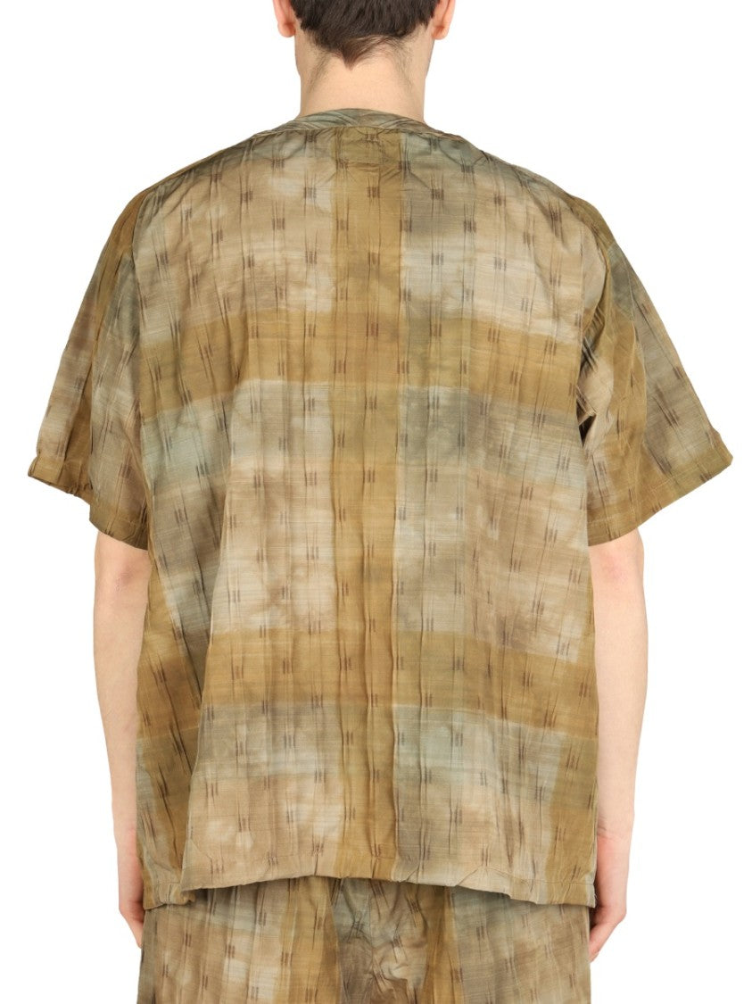 Needles Textured Brown Boxy Fit T-Shirt