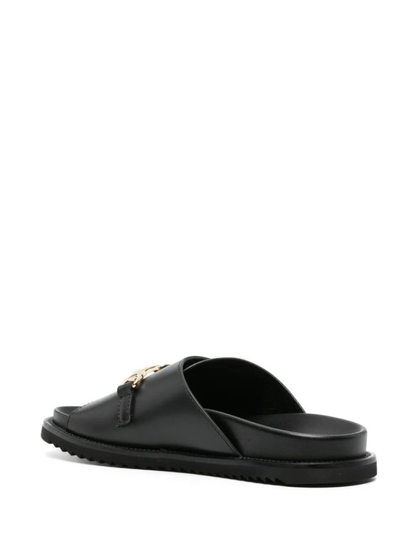 Doucal's Logo-Buckle Leather Slides