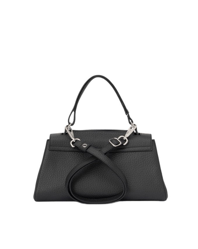 Orciani Trapezoidal Handbag In Hammered Leather With Monogram