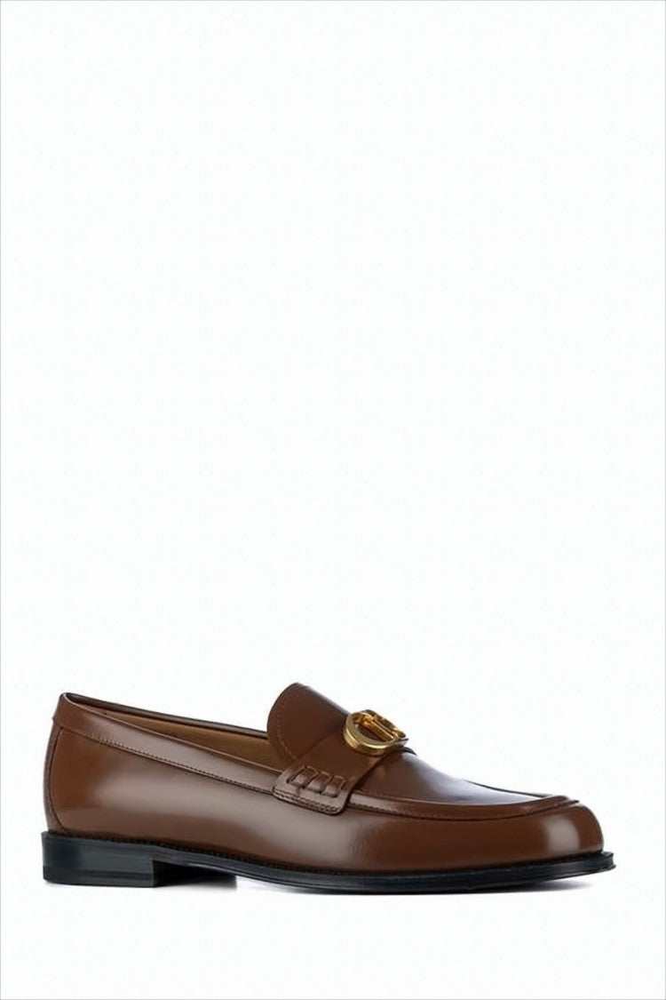 Christian Dior Calf Leather Loafers With Gold-Tone Embellishment