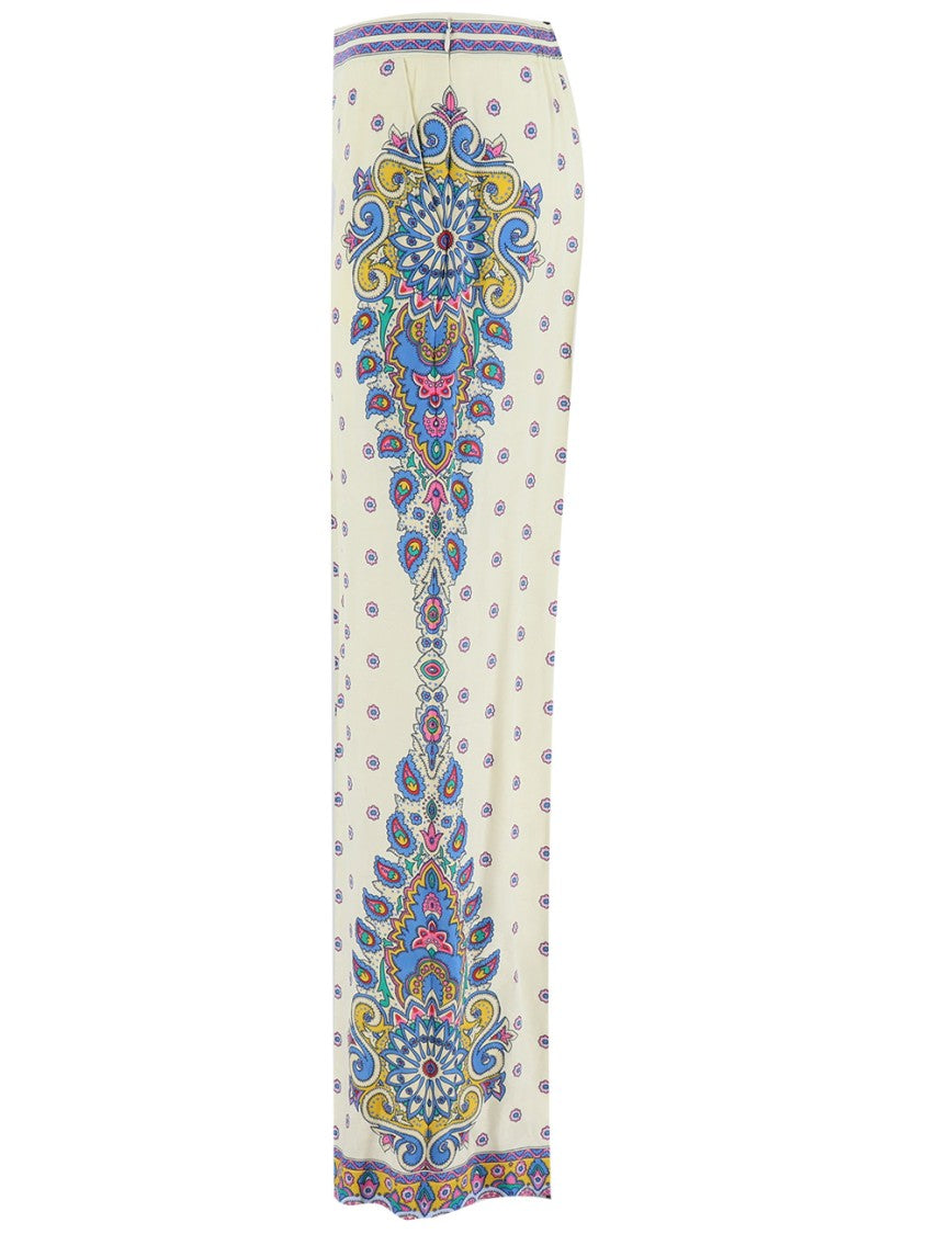 Etro Silk Crepe De Chine Palazzo Trousers