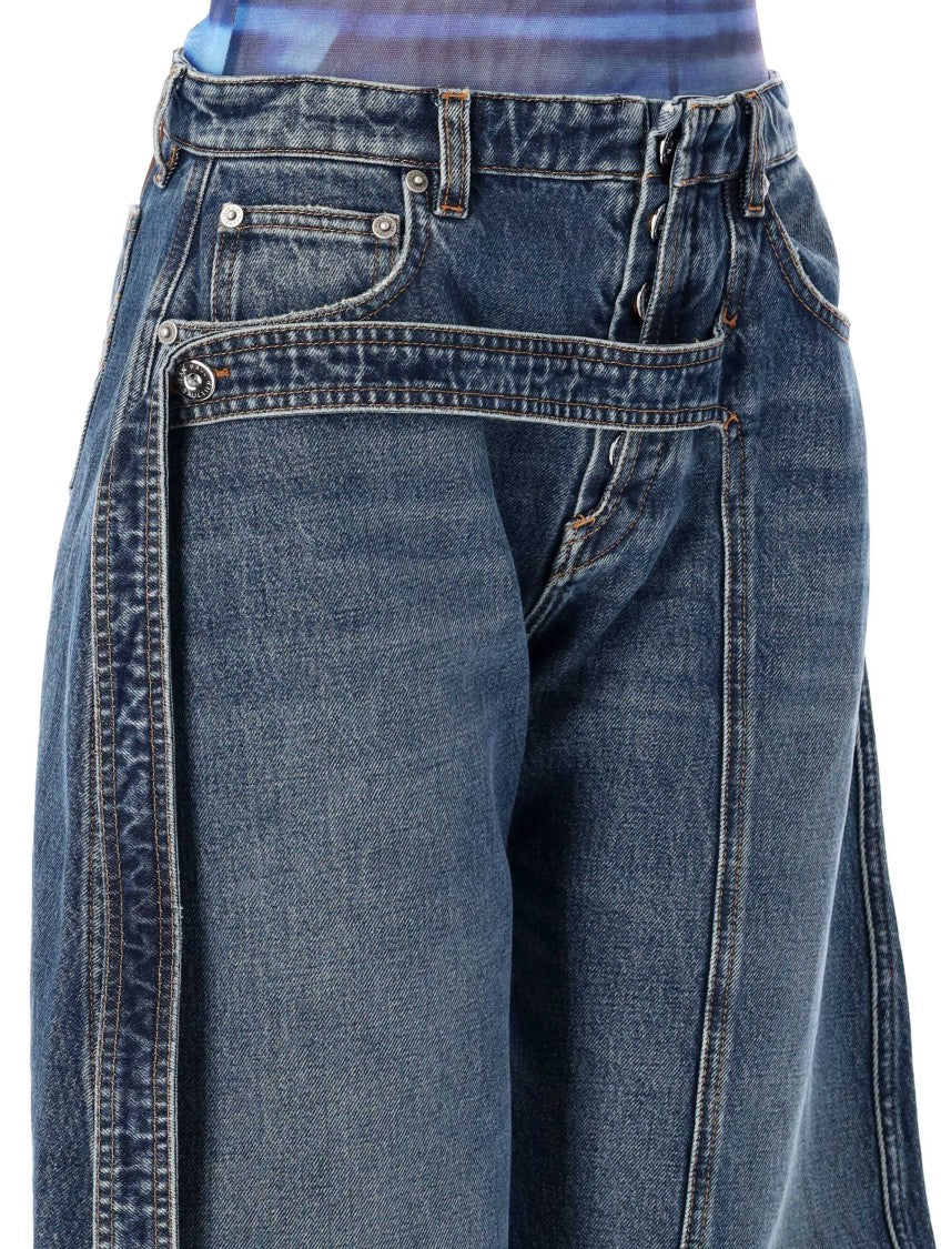 Jean Paul Gaultier Low Waist Belted Denim Baloon