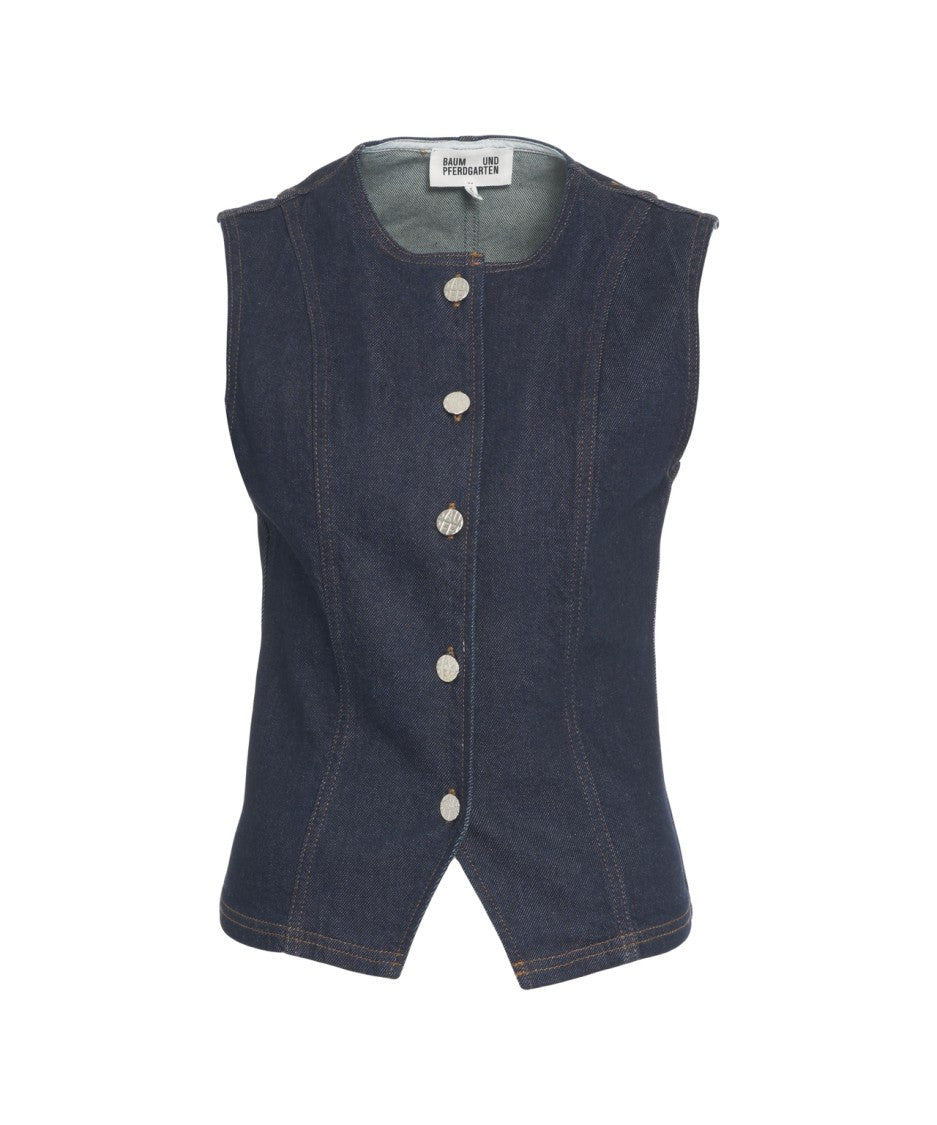 Baum Und Pferdgarten Gilet In Denim 'Mene'