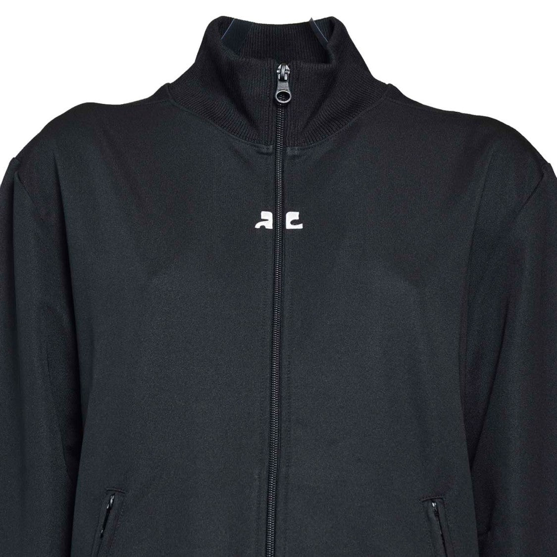 Courrèges Black Nylon Interlock Zip-Up Sweatshirt
