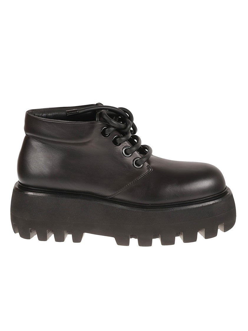 Alexander Mcqueen High-Top Black Calf Leather Boots