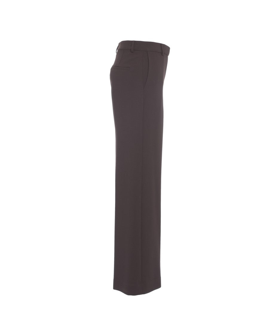 Ottod'ame Wide-Leg Trousers With High Waist And Pressed Pleats