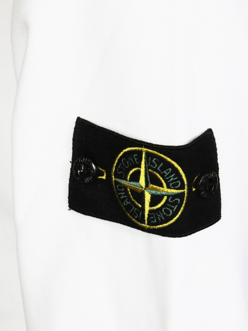 Stone Island White Sweatshirt With Logo Patch