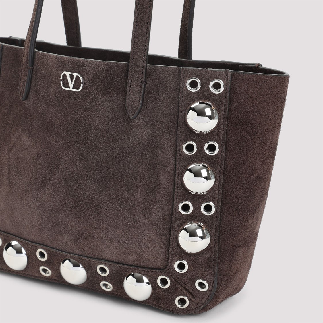 Valentino Garavani Testa Di Moro Brown Cow Suede Leather Nellcote Mini Tote Bag