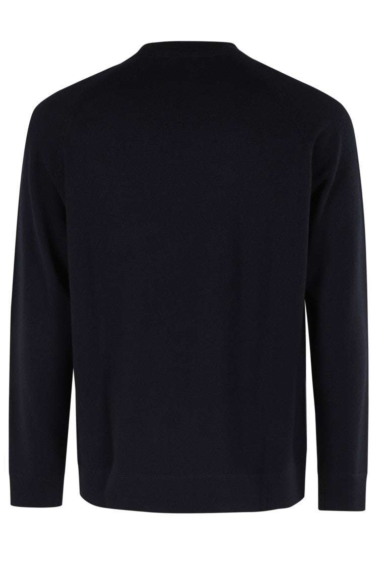 Paolo Pecora Classic Crew Neck Sweater In Soft Blue Wool