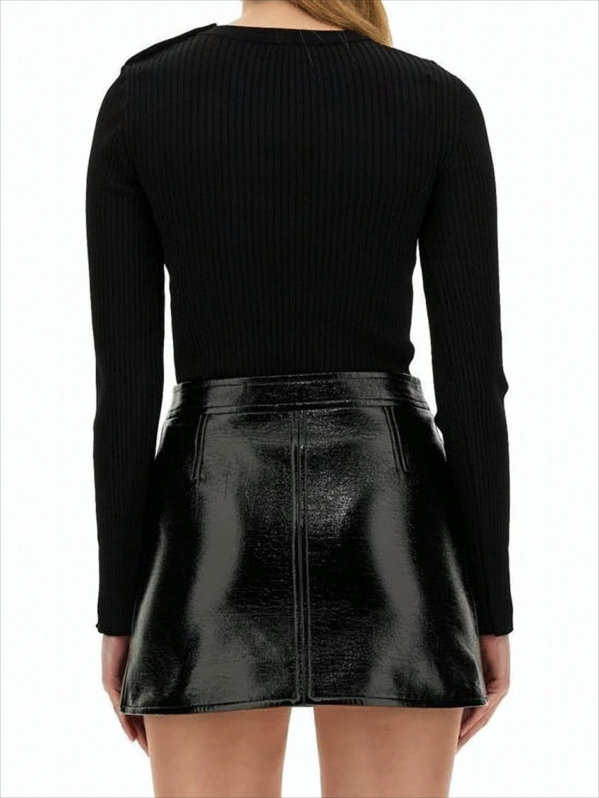 Courrèges Fitted Ribbed Sweater With Decorative Buttons