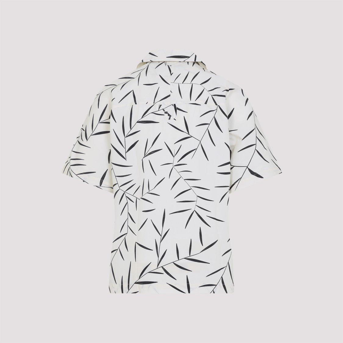 Jacquemus Short-Sleeve Abstract Leaf Print Cotton Shirt