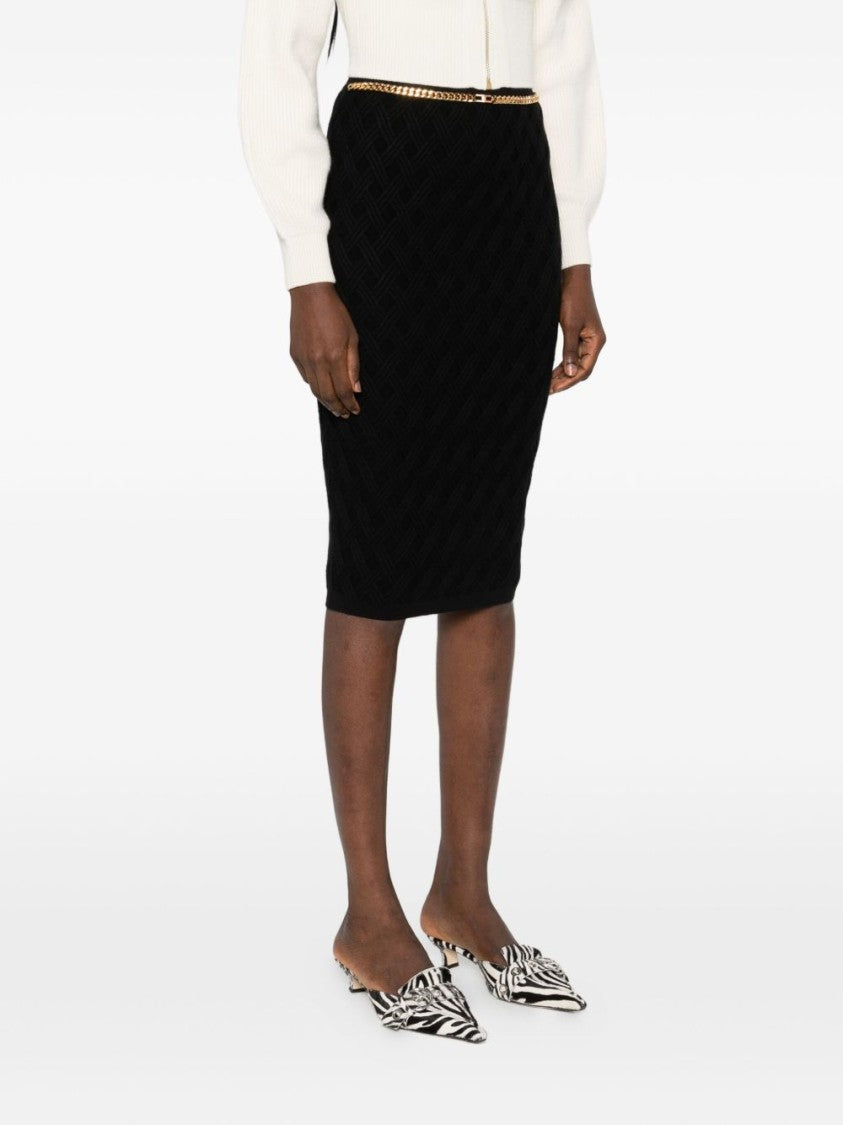 Elisabetta Franchi Fitted Pencil Midi Skirt