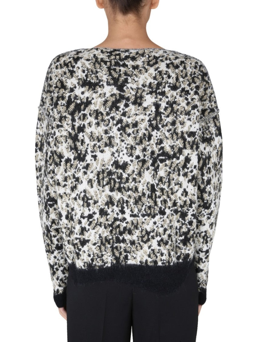 Saint Laurent Wide Neck Sweater With Textured Knit